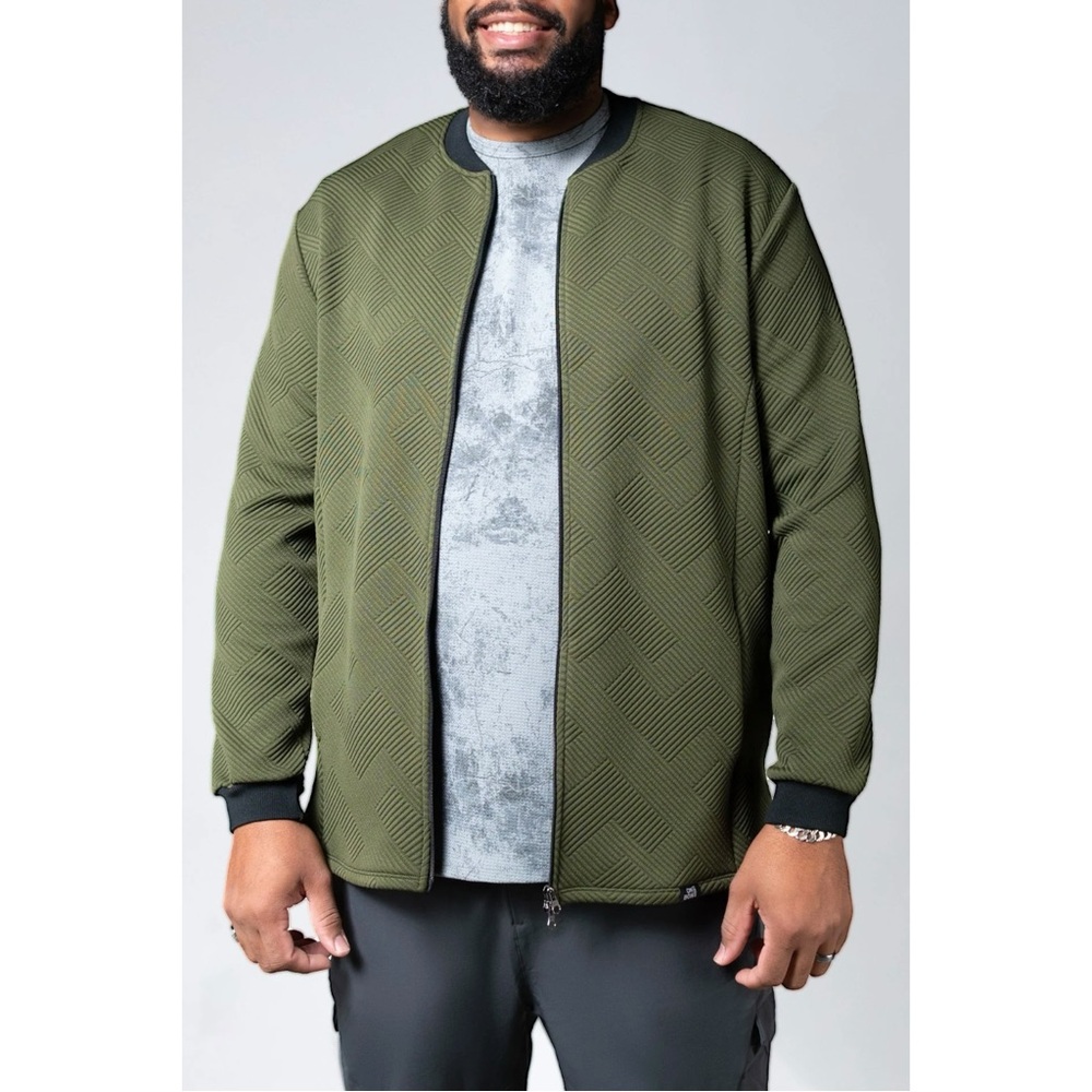 One Bone Size 4XL Geo Quilted Bomber Jacket Army Green